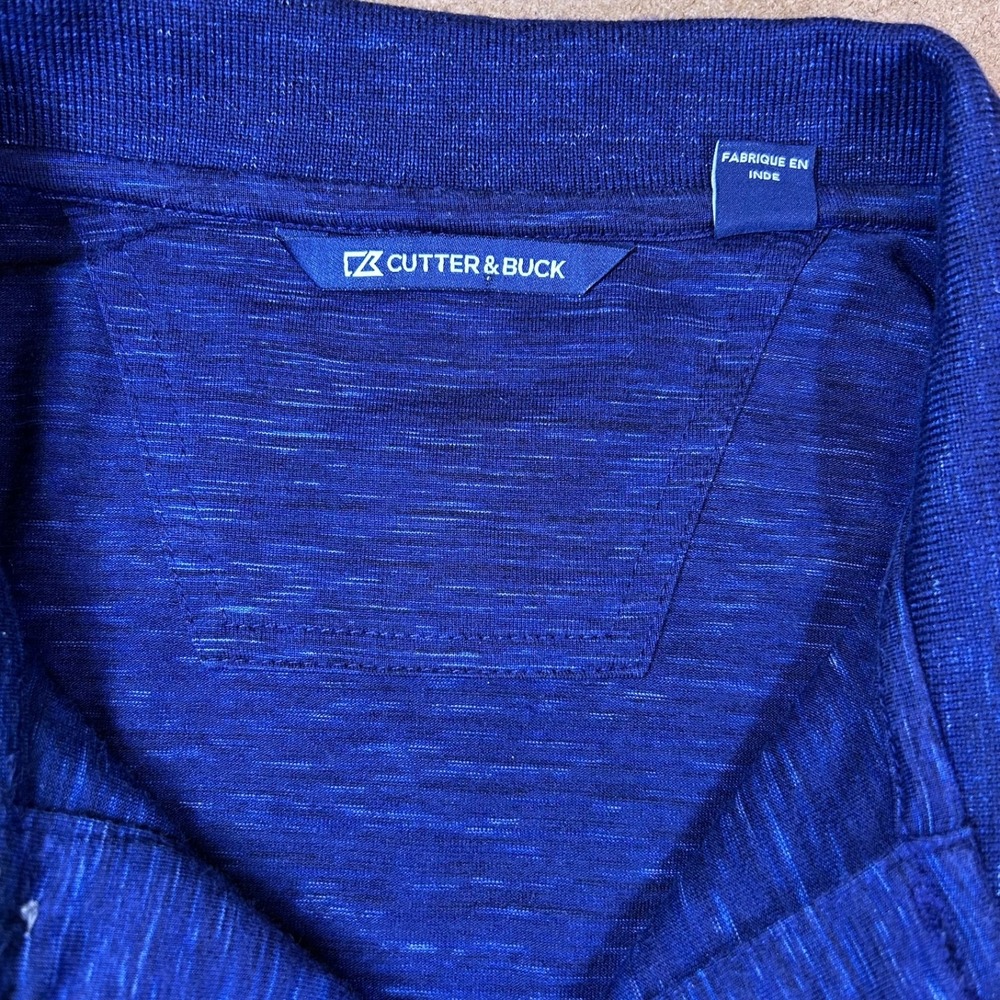 Cutter & Buck Carlisle Short Sleeve Button Polo Shirt Men's XL Space Dye Blue - Picture 4 of 10